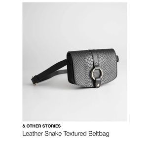 & Other Stories Snake Embossed Leather Convertible Belt Crossbody Bag, Black